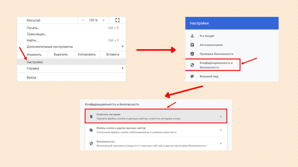 Как очистить историю и куки в Google Chrome