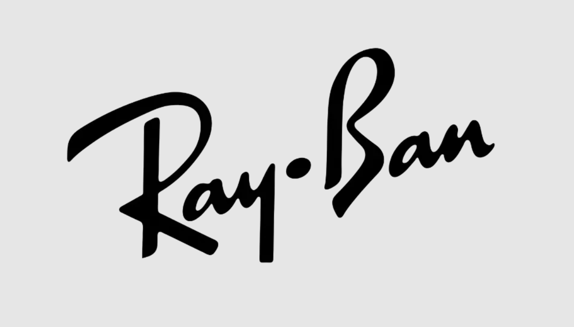 Логотип модного бренда Ray Ban со шрифтом в рукописном стиле
