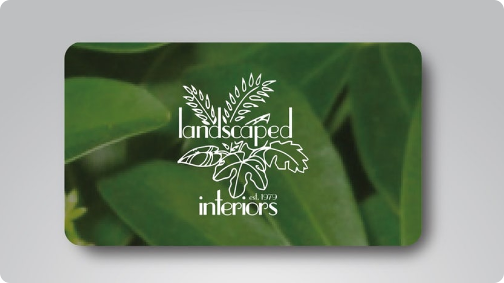 Пример яркой тематической визитки компании ландшафтного дизайна