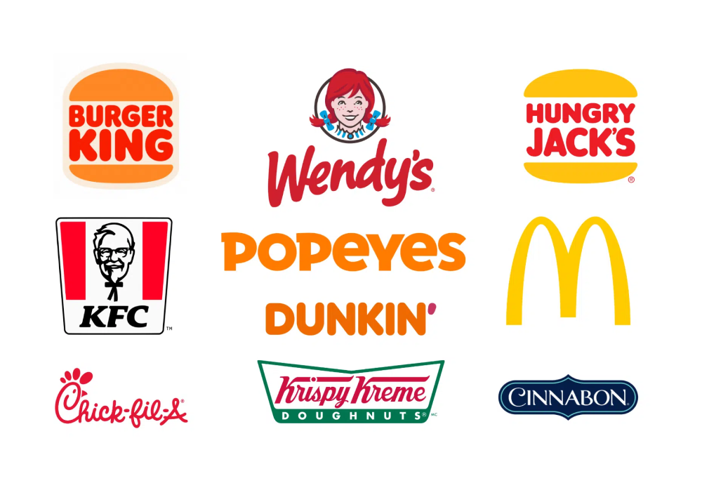 Рестораны быстрой еды часто используют яркие цвета в своих логотипах