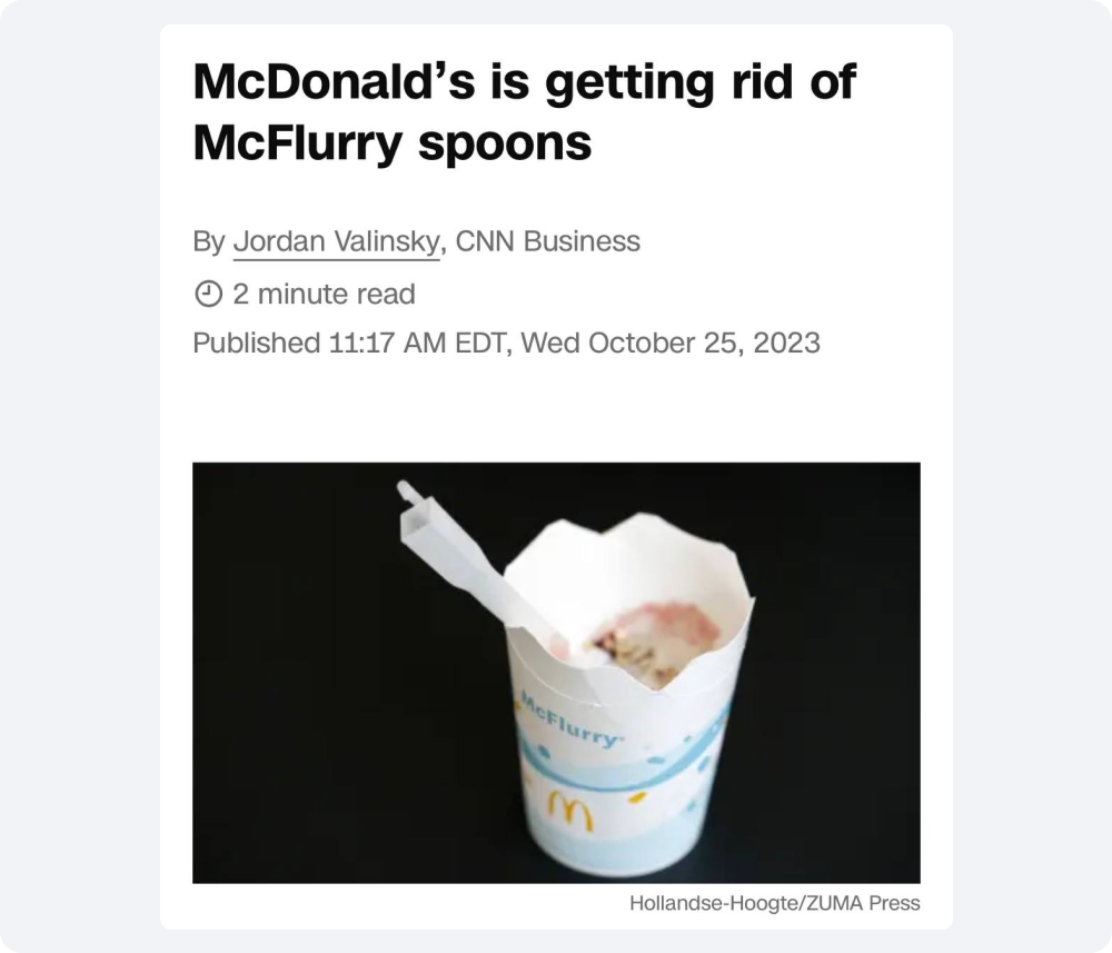 Решение Макдональдса избавиться от ложек для McFlurry из экологических соображений — пример зелёного пиара в действии