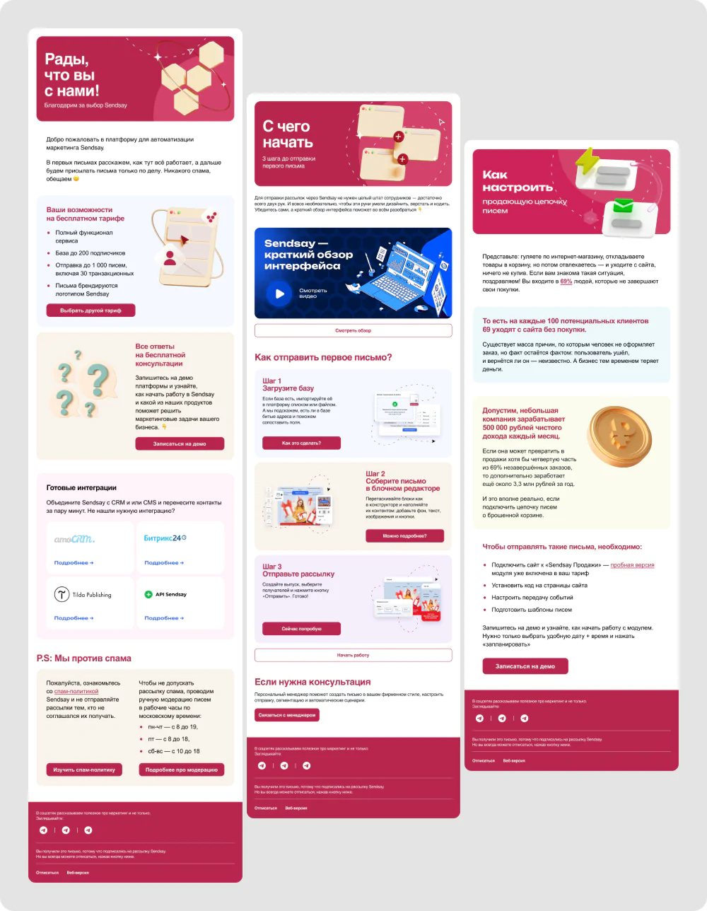 Онбординг-цепочка от омниканальной платформы Sendsay