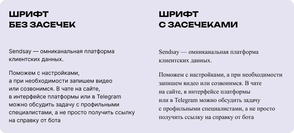 Сравнение Arial без засечек и Times New Roman с засечками